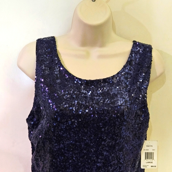 Crystal Doll Navy Blue Sequin Sleeveless Cocktail Dress, Large (Juniors), NWT - Picture 12 of 16